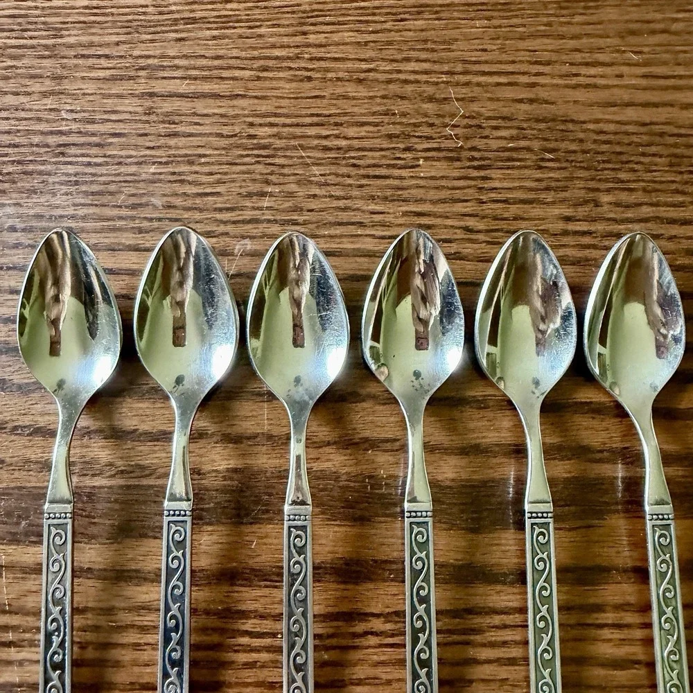 Vintage Oneida Spanish Court 1881 Rogers Stainless Teaspoons Set Of 6